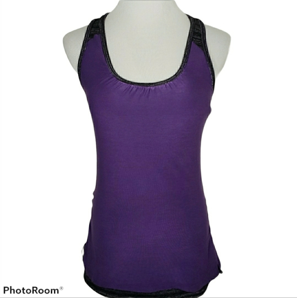 Athleta Royal Pigeon Racerback Tank Purple & Black - Size Tall Small